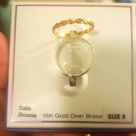 Source Unknown Jewelry - Cubic Zirconia 18K Gold Over Brass Ring Set (2Fer)